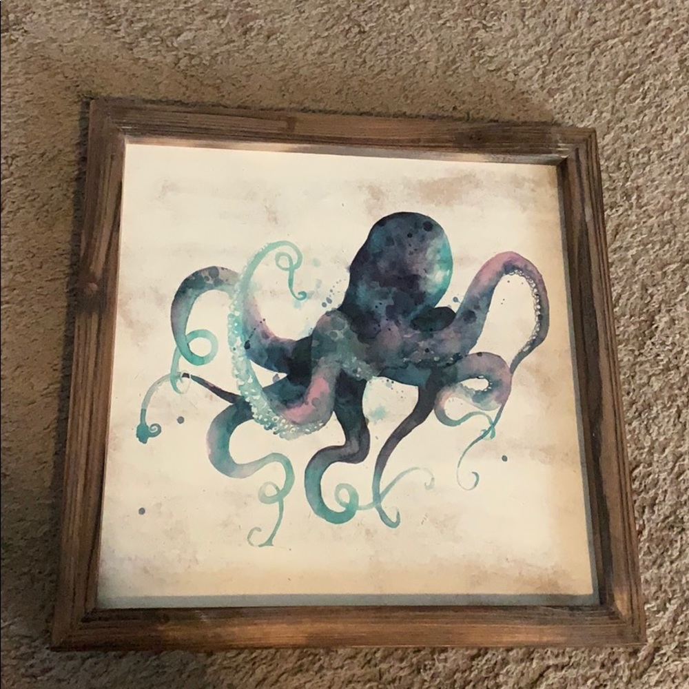Octopus framed art 14x 14”